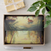 Duck and Ducklings in a Pond at Sunrise Tissuepapier (Geschenk)