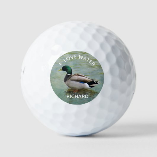 Duck and First Name Love Water Golfballen (Voorkant)