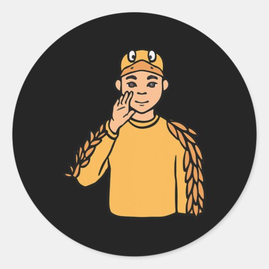 Duck Animal ASL Handgebaar Doof Gehoorverlies AWA Ronde Sticker (Voorkant)