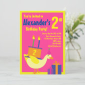 Duck Animal Kind Birthday Party Invitations Kaart (Staand voorkant)