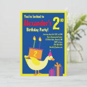 Duck Animal Kind Birthday Party Invitations Kaart (Staand voorkant)