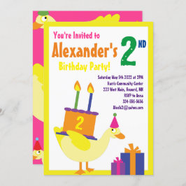 Duck Animal Kind Birthday Party Invitations Kaart