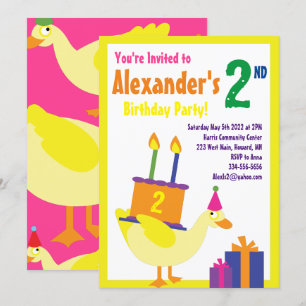 Duck Animal Kind Birthday Party Invitations Kaart