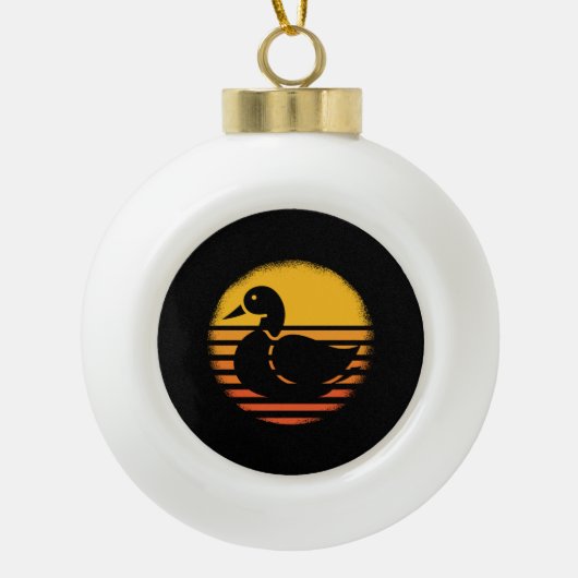 Duck Animal Retro Keramische Bal Ornament (Voorkant)