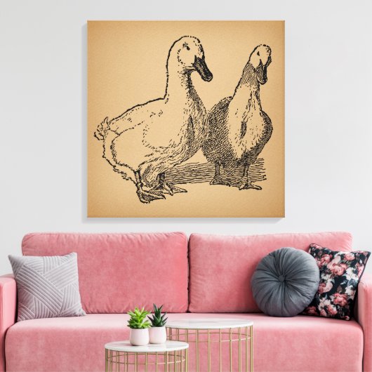  Duck Art Two Ducks Illustratie Canvas Afdruk (Insitu (Woonkamer))