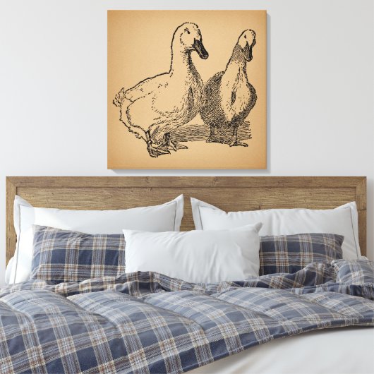  Duck Art Two Ducks Illustratie Canvas Afdruk (Insitu (Slaapkamer))