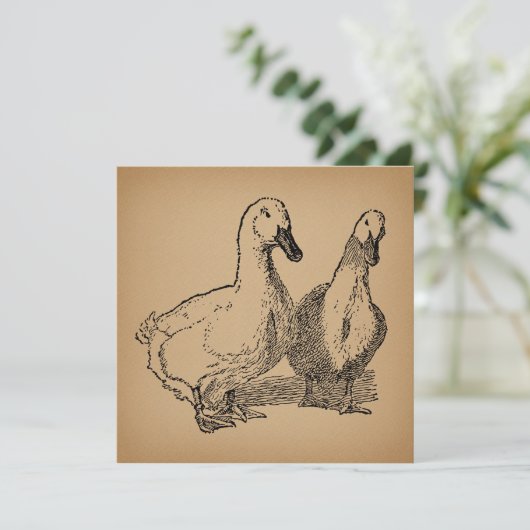Duck Art Two Ducks Illustratie Kaart (Staand voorkant)