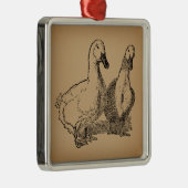  Duck Art Two Ducks Illustratie Metalen Ornament (Rechts)