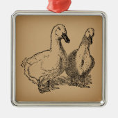  Duck Art Two Ducks Illustratie Metalen Ornament (Voorkant)