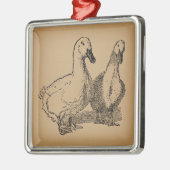  Duck Art Two Ducks Illustratie Metalen Ornament (Links)