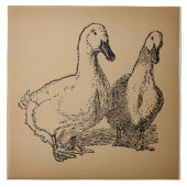  Duck Art Two Ducks Illustratie Tegeltje (Voorkant)