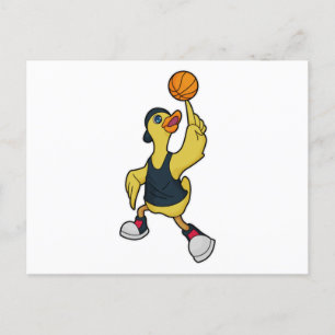 Duck as Baskeball player with Basketball Briefkaart