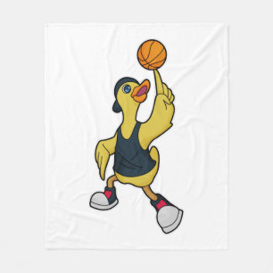 Duck as Baskeball player with Basketball Fleece Deken