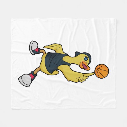 Duck as Baskeball player with Basketball Fleece Deken (Voorkant (Horizontaal))