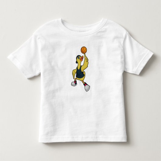 Duck as Baskeball player with Basketball Kinder Shirts (Voorkant)