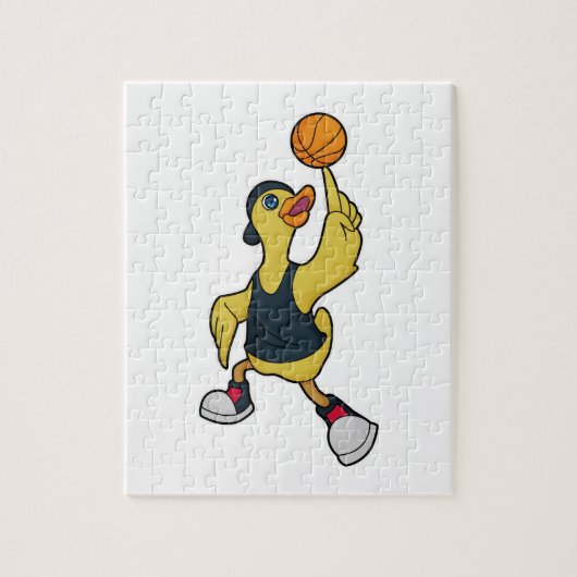 Duck as Baskeball player with Basketball Legpuzzel (Verticaal)