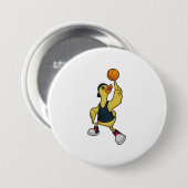 Duck as Baskeball player with Basketball Ronde Button 7,6 Cm (Voorkant /achterkant)
