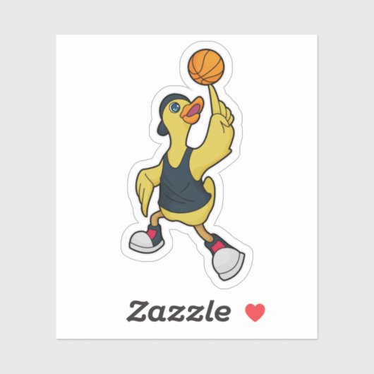 Duck as Baskeball player with Basketball Sticker (Vel)