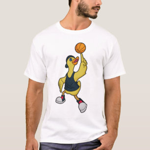 Duck as Baskeball player with Basketball T-shirt