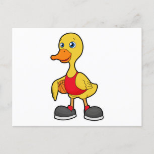 Duck as Basketball player with Basketball Briefkaart