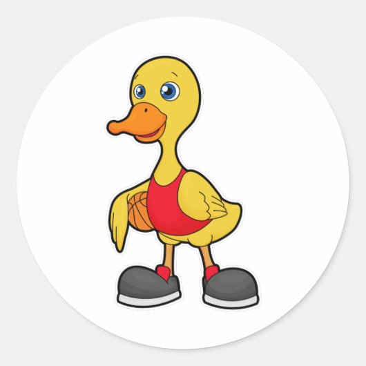 Duck as Basketball player with Basketball Ronde Sticker (Voorkant)