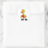 Duck as Basketball player with Basketball Vierkante Sticker (Tas)