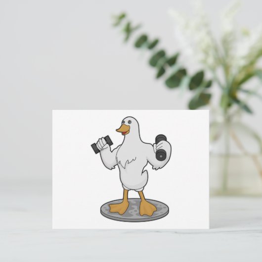Duck as Bodybuilder with Dumbbells Briefkaart (Staand voorkant)