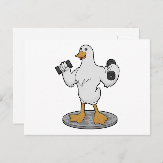 Duck as Bodybuilder with Dumbbells Briefkaart (Voorkant / Achterkant)