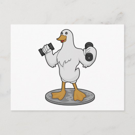 Duck as Bodybuilder with Dumbbells Briefkaart (Voorkant)