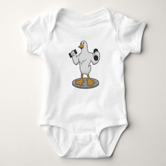 Duck as Bodybuilder with Dumbbells Romper (Voorkant)