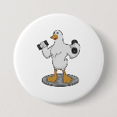 Duck as Bodybuilder with Dumbbells Ronde Button 7,6 Cm (Voorkant)