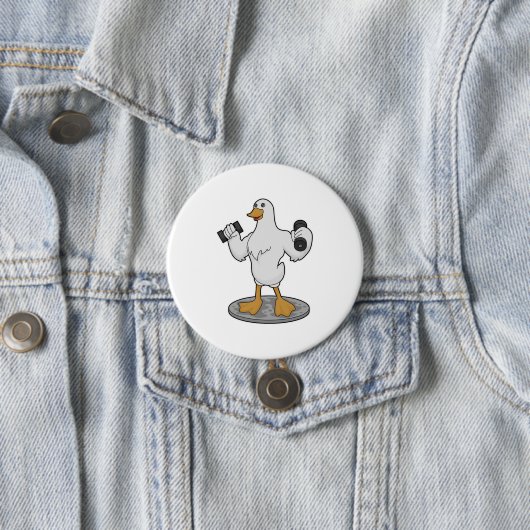 Duck as Bodybuilder with Dumbbells Ronde Button 7,6 Cm (In situ)