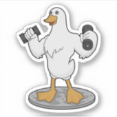 Duck as Bodybuilder with Dumbbells Sticker (Voorkant)