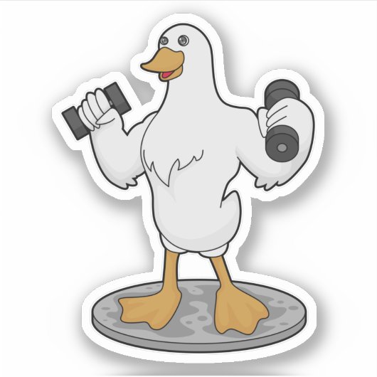 Duck as Bodybuilder with Dumbbells Sticker (Voorkant)