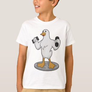 Duck as Bodybuilder with Dumbbells T-shirt
