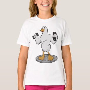 Duck as Bodybuilder with Dumbbells T-shirt
