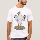 Duck as Bodybuilder with Dumbbells T-shirt (Voorkant)