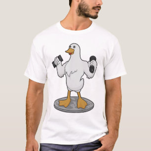 Duck as Bodybuilder with Dumbbells T-shirt
