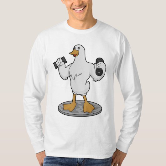 Duck as Bodybuilder with Dumbbells T-shirt (Voorkant)