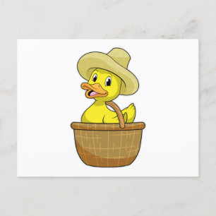 Duck as Farmer with Basket Briefkaart