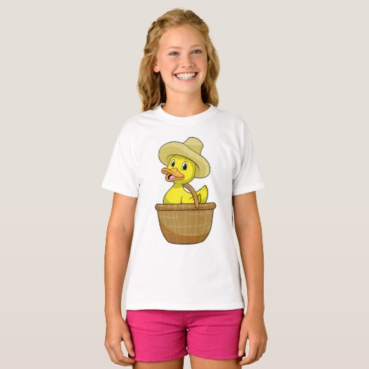 Duck as Farmer with Basket T-shirt (Voorkant volledig)