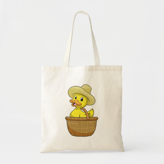 Duck as Farmer with Basket Tote Bag (Voorkant)