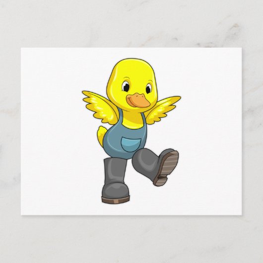 Duck as Farmer with Boots Briefkaart (Voorkant)
