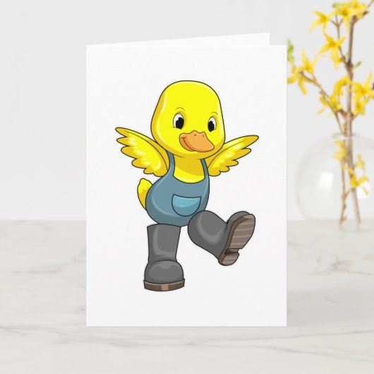 Duck as Farmer with Boots Kaart (Gele Bloem)