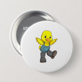 Duck as Farmer with Boots Ronde Button 7,6 Cm (Voorkant /achterkant)