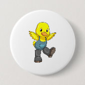 Duck as Farmer with Boots Ronde Button 7,6 Cm (Voorkant)