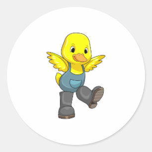 Duck as Farmer with Boots Ronde Sticker