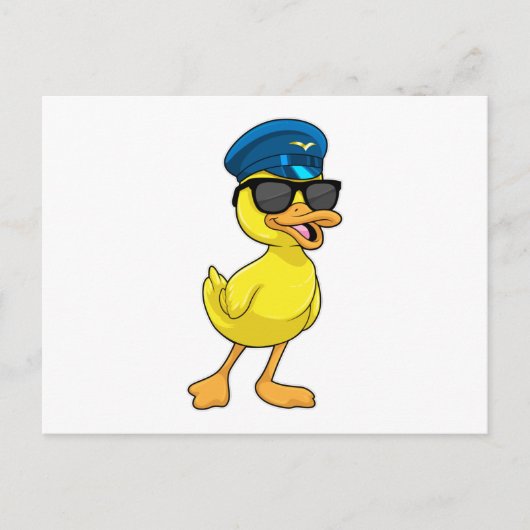 Duck as Pilot met Pilot pet Briefkaart (Voorkant)