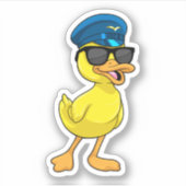 Duck as Pilot met Pilot pet Sticker (Voorkant)