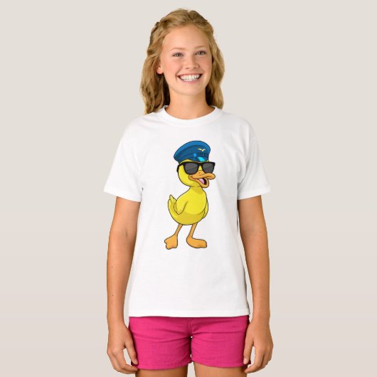 Duck as Pilot met Pilot pet T-shirt (Voorkant volledig)